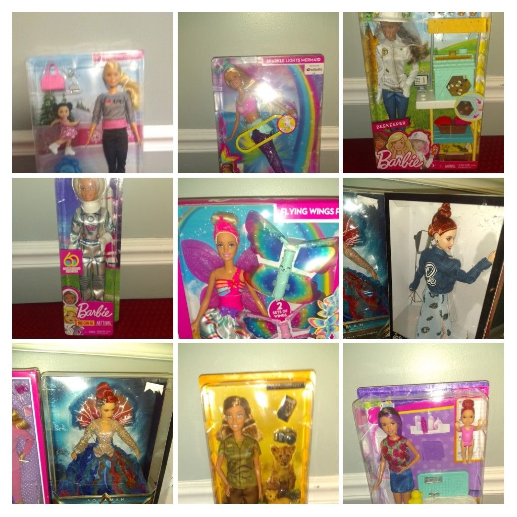 New Barbies - Lot of 9 Barbie Dolls - 2 Light Up. All 9 Barbies for $95 Firm