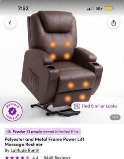Power Lift Massage Recliner Chair Brown