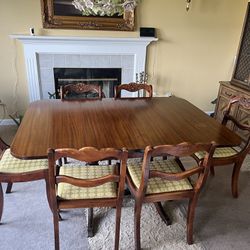 antique dining table & chairs