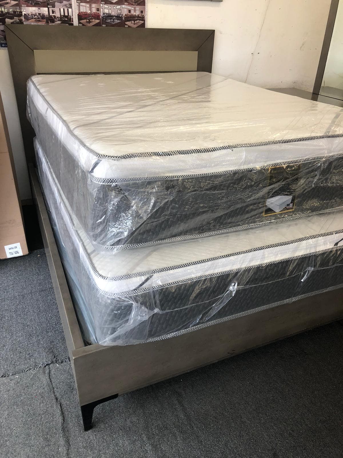 Queen pillow top mattress with boxspring