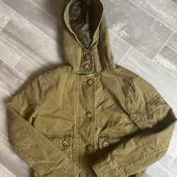 Abercrombie Fitch Jacket Womens Small  Green Y2k Military Utility Hooded