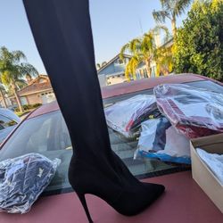 Steve Madden Black Velvet Thigh High Boots Size 6.5