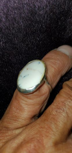 Vintage Handmade late 70'S Dendritic White Agate Size 8.5