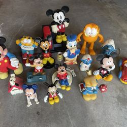 Vintage Walt Disney Collectables Figurines Mickey Mouse Garfield Smurfs Snoopy  Limited Edition Toys
