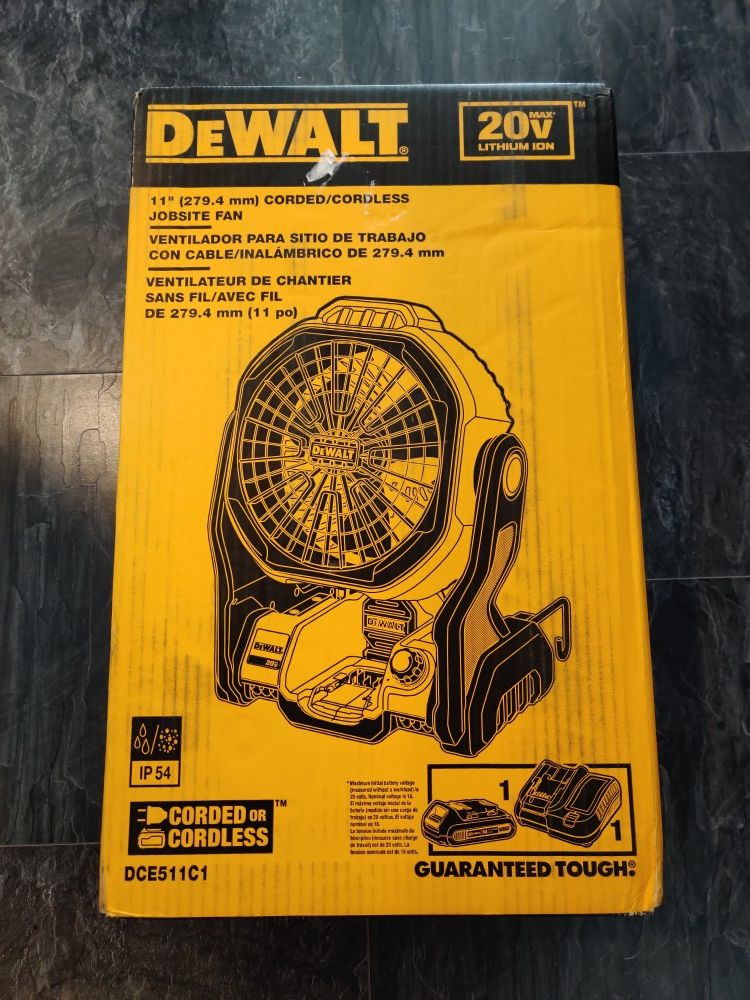 Dewalt DCE511C1 20-Volt Max Jobsite Fan Kit W/ 1.5Ah Battery and charger.