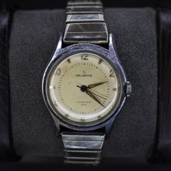 Vintage Helbros 1950s Invincible Manual Watch Stainless Steel Back Wristwatch