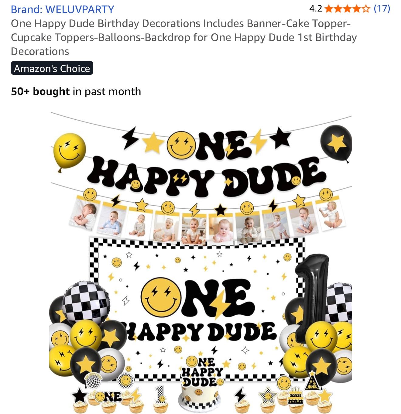 ONE HAPPY DUDE PARTY SUPPLIES/ DECORATIONS!  Well over $100 worth of party supplies to celebrate your little dude turning ONE!  One Happy Dude Birthda