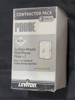 Leviton 6-Wire Surface Mount Wall Phone Plate, 3 Pack