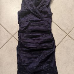 Alex Evenings Cocktail Dress with Rouching & Pleating Sheen Plum Stretch Size 12