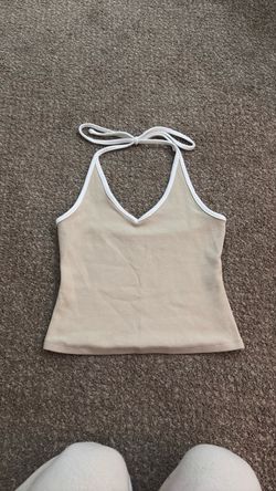 Beige Halter Neck Crop Top