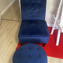 Blue hair and ottoman