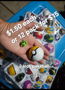 2" pokeballs with mini pokemon figure $15 for 12pk