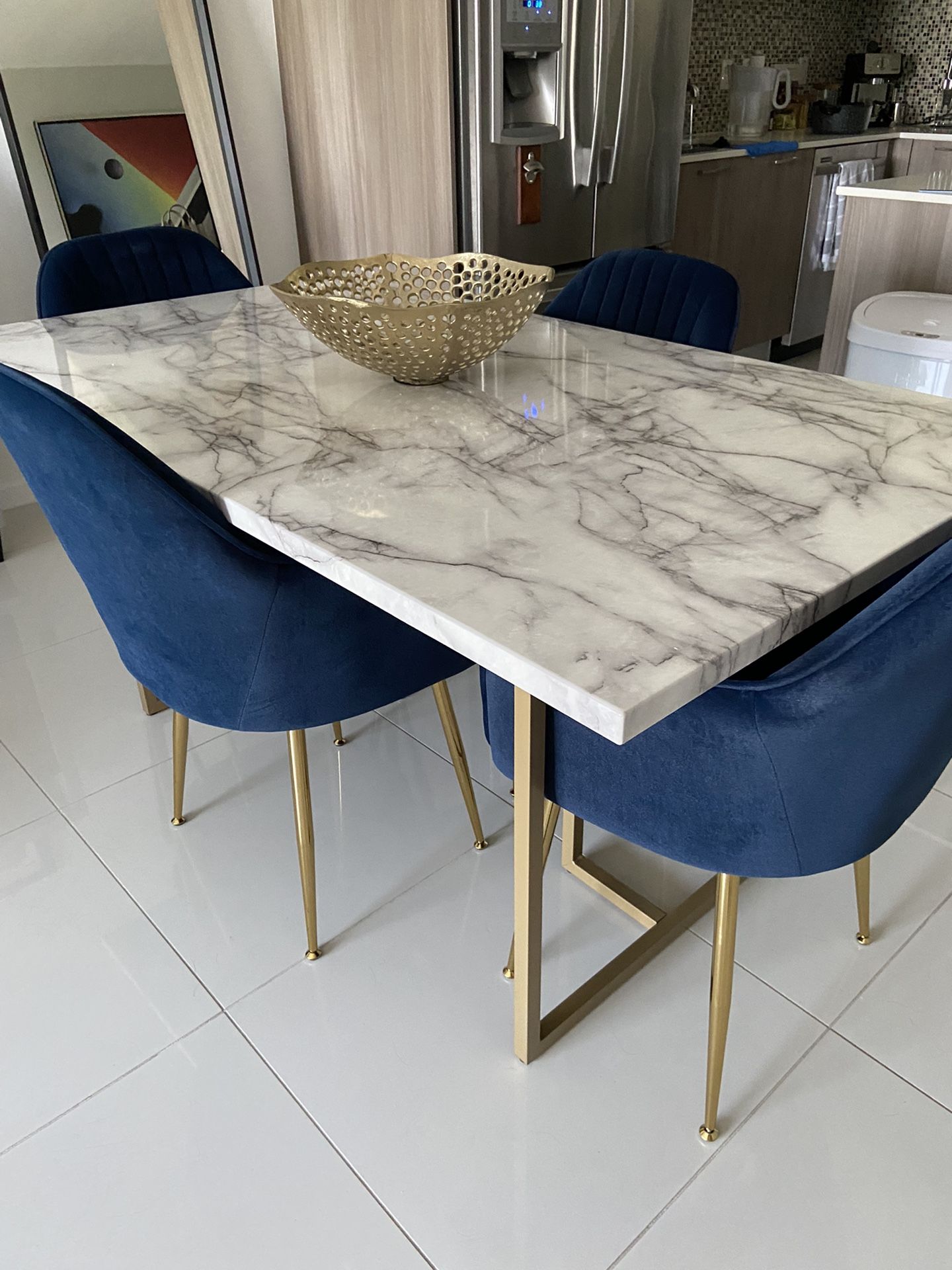 Dining Table Marble With Gold