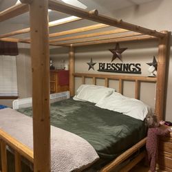 King size canopy log bed Frame