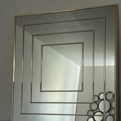 Vintage 1979 MCM 30" Reliable Mfg Brass Trim Geometric Mirror