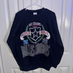 Vintage 1992 Super Bowl Dallas Cowboys Navy Crewneck Sweatshirt Size M Tultex