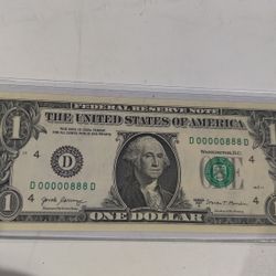 Circulate 1 Dollar Fancy Serial # Lucky Triple 888's