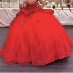 Red quinceanera ball dress size 0-1