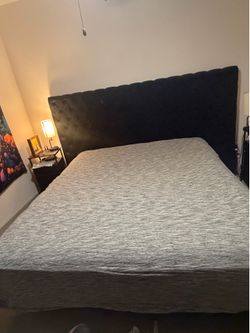 King Adjustable Bed Frame + Black Velvet Tufted Headboard (No Footboard)