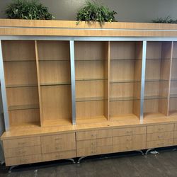 Large Salon Retail Display Cabinet – Glass Shelves & Storage Drawers (Approx. 6ft x 12ft)