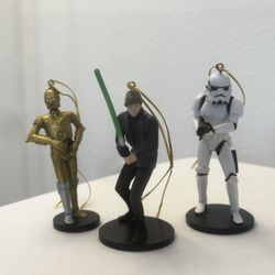 Star Wars Ornament Figure Lot – Luke Skywalker, C-3PO Silver Leg, Stormtrooper – Display 