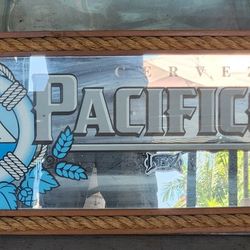 Pacifico Beer Cerveza Framed Mirror bar Man Cave Sign Very Cool Mirror Beer Sign