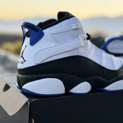 Nike Jordan 6 Rings Shoes in White/Black/Game Royal