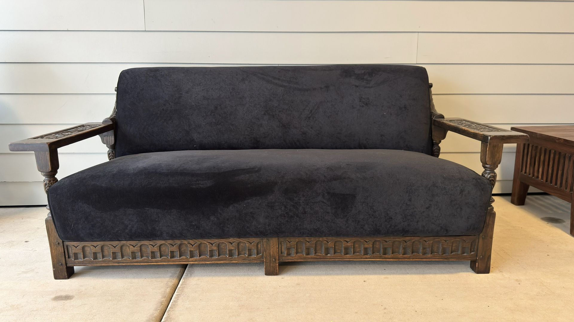 Spanish Revival Carved Wood 1920's Sofa