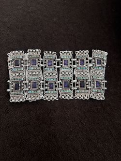 Matl Silver Bracelet With Turquoise And Amethyst