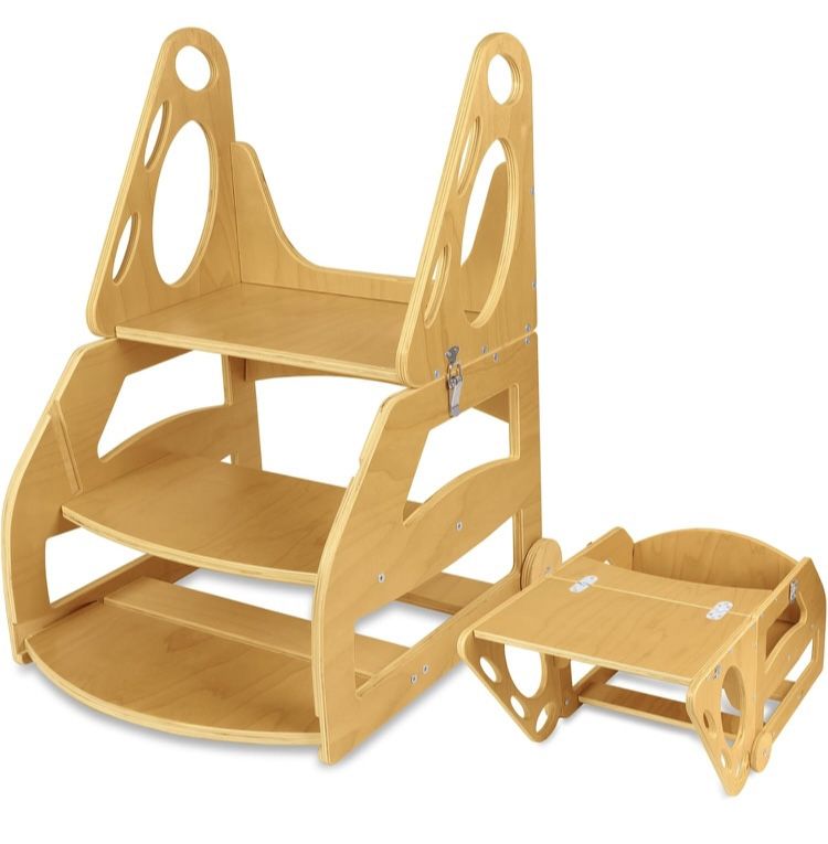 NeoBorn Toddler Step Stool, 2 in 1 Wooden Step Stool for Toddler,