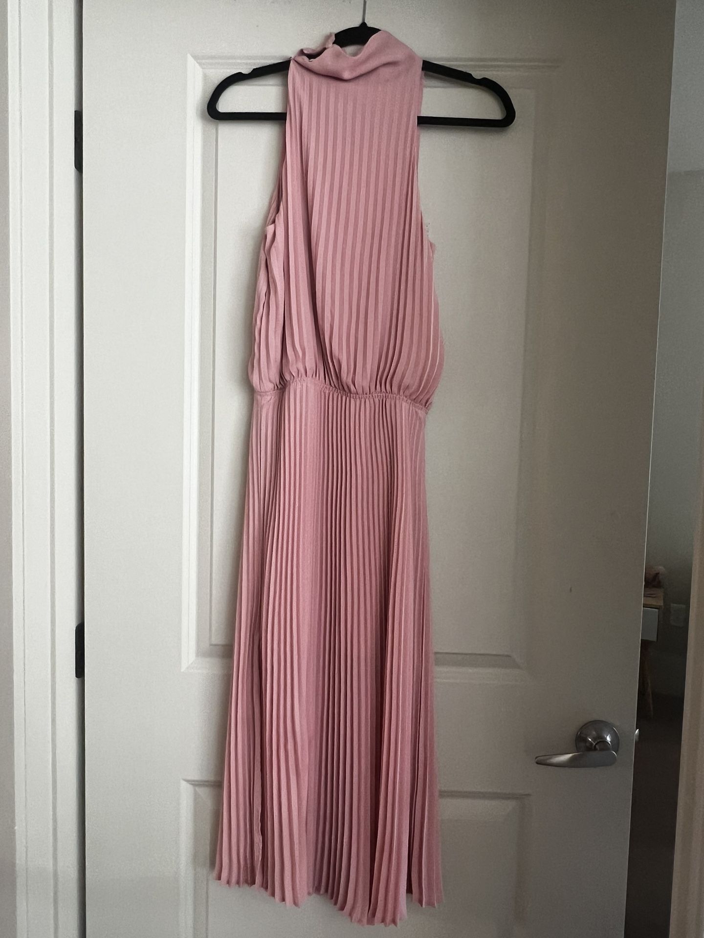Babaton Pleated Midi Dress XS – Dusty Pink