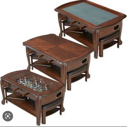 Foosball Antique Coffee Table With Stools 