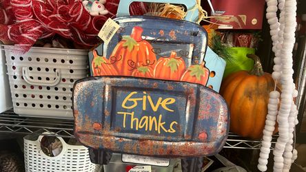 Give Thanks Fall Truck Decorative Sign