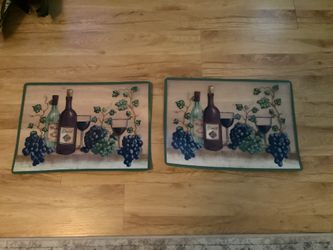Set Of Two Vinyl Table Place Mats Wine And Grape Theme 