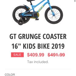GT Grunge Kids Bike 16”