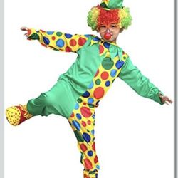 Brand New IWEMEK Girls Boys Clown Costume for Kids Funny Circus Costume Joker Cosplay Dress up Clown Hat Polka Dots Halloween Outfits