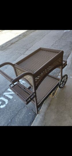 Lloyd Flander Brand Wicker Serving Cart