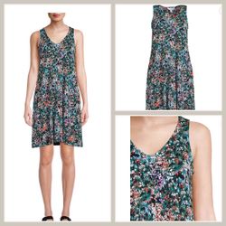 Ladies Dress, Time and Tru Dark Navy Geo Print, Size L (12-14), NWT