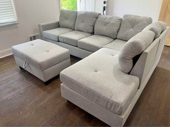 π₯ Brand New Black & Gray Reversible L-Shape Sectional Sofa Couch with Chaise | Pick-up or Delivery π