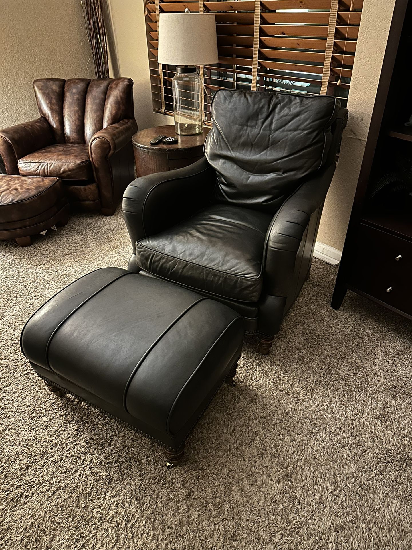 Traditions Leather Chair & Ottoman – $3,195 Retail