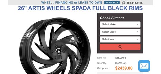 26” Artis Spada Full Black Rims