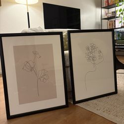 Set of 2 Modern Line Art Framed Prints