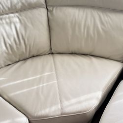 Beige leather sofa