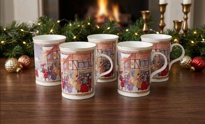 Vintage Wren Giftware Fine Bone China Christmas Mugs - Set of 5 (Elaine Williamson)