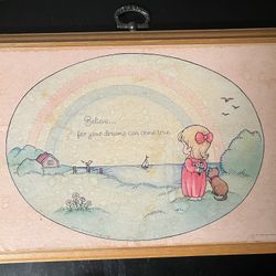 Hallmark 1974 Wood Plaque Believe….