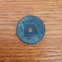 Vintage Missouri Sales Tax Token 5 Zinc Metal (set of 10)