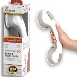 Safe-er-Grip Safe-er-Grip Changing Lifestyles Suction Cup Grab Bars for Bathtubs & Showers; Safety Bathroom Assist Handle, White & Grey, 12 inches