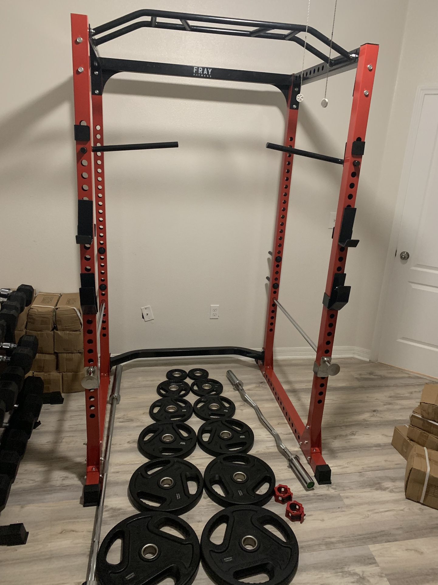 Home Gym 245 Lbs Rubber Weight Plates, Olympic Barbell, Ez Barbell