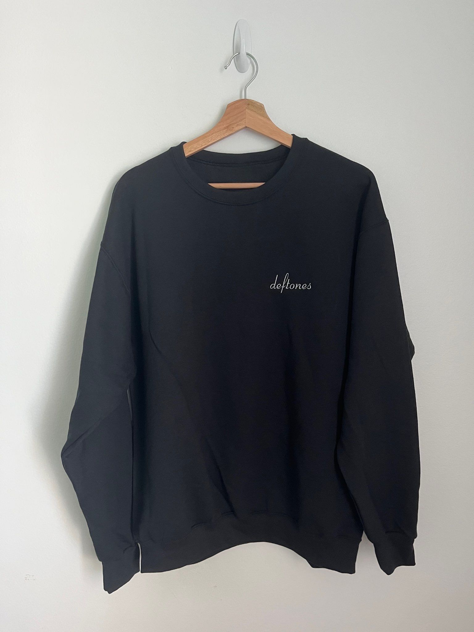 Black Grunge Y2K Deftones Embroidery Crewneck Sweatshirt