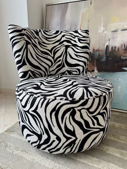 Zebra Print Upholstered Accent swivel Chair